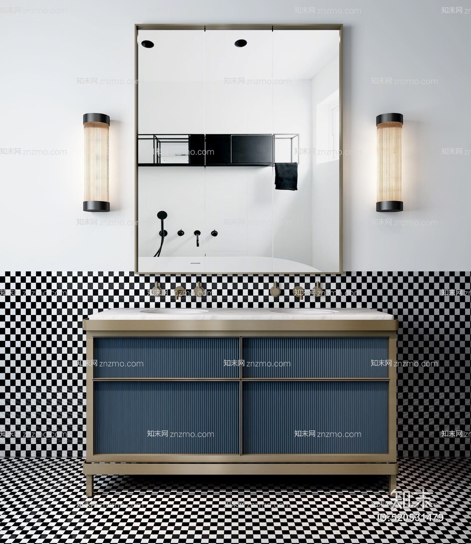 现代洗手台壁灯3D模型下载【ID:520531479】