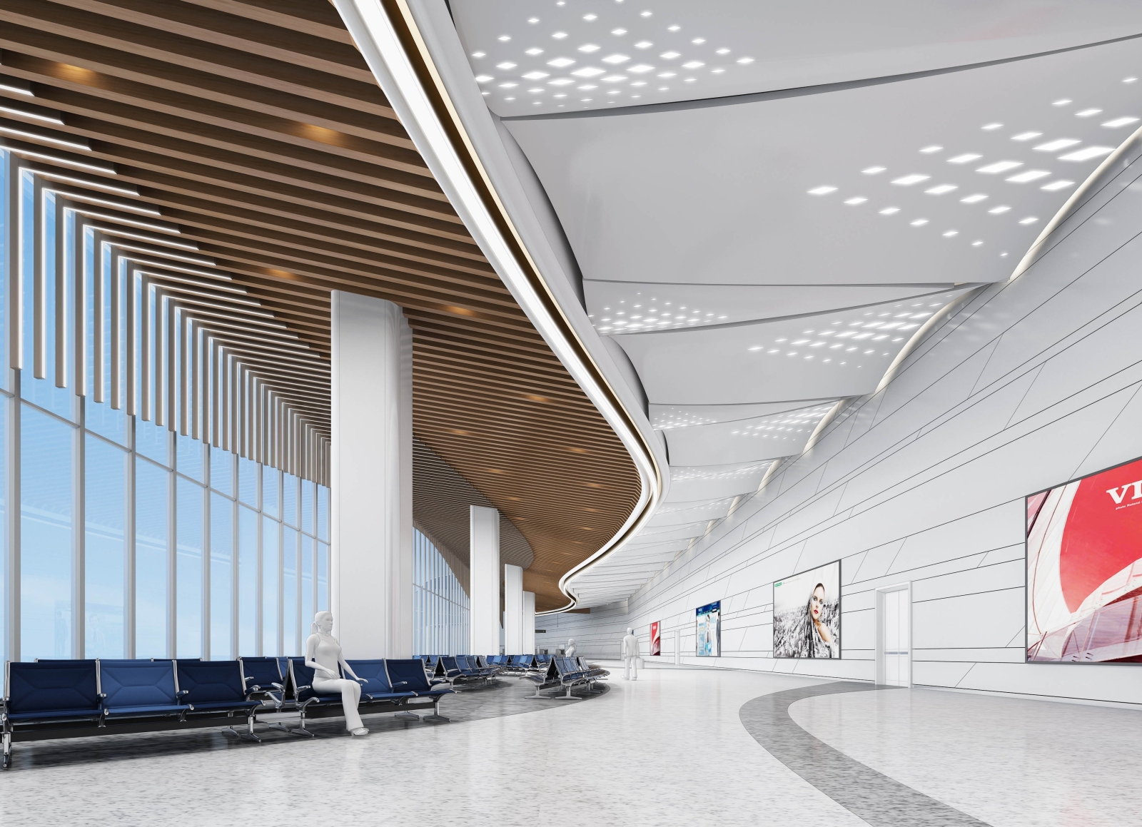现代航站楼等候大厅3D模型下载【ID:920533461】
