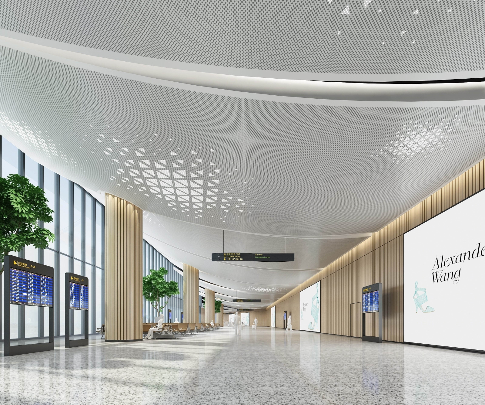 现代航站楼等候大厅3D模型下载【ID:520535470】