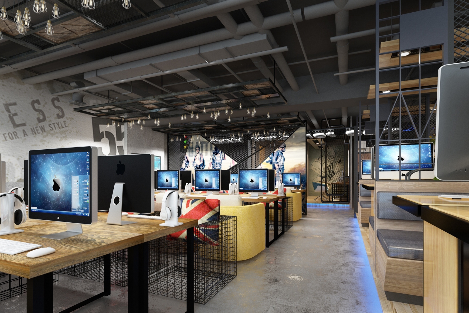 工业风网咖3D模型下载【ID:920542257】