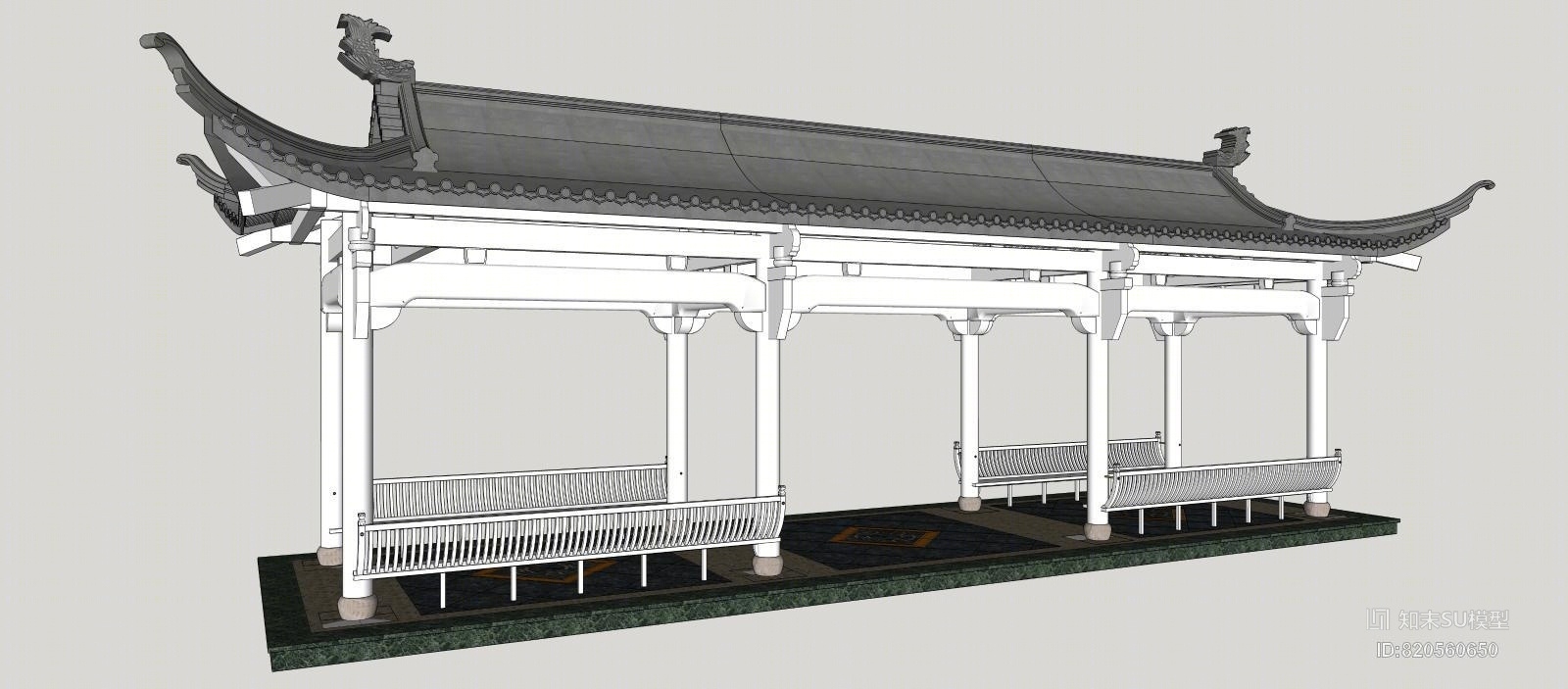 古建筑-亭-长廊SU模型下载【ID:820560650】