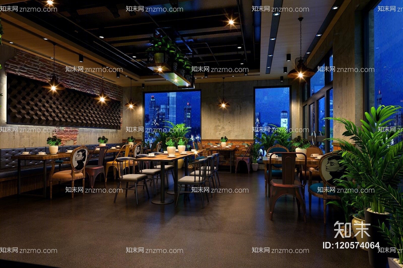 工业风餐厅3D模型下载【ID:120574064】