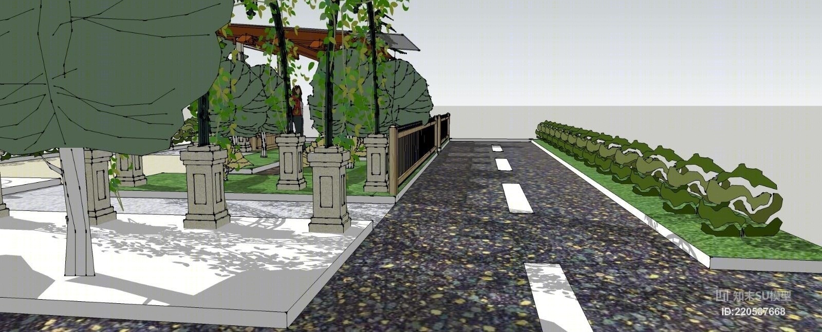 乡村庭院建筑景观规划SU模型下载【ID:220587668】