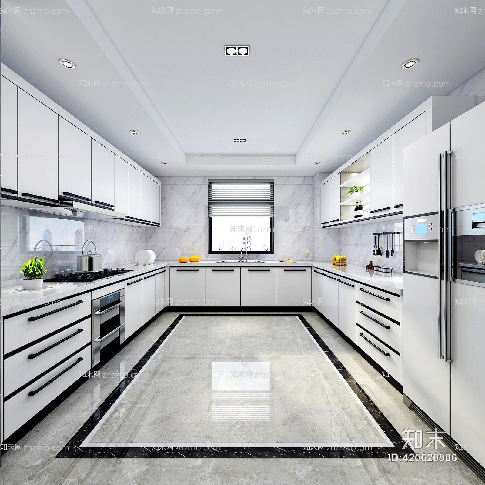 现代简约厨房模型3D模型下载【ID:420620906】