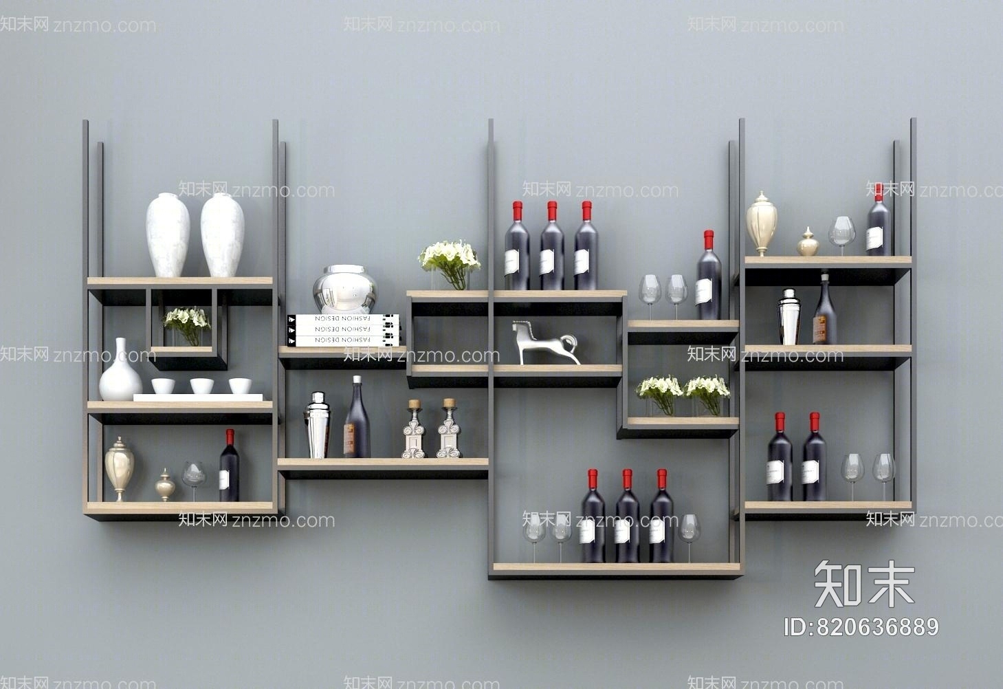 现代酒架3D模型下载【ID:820636889】