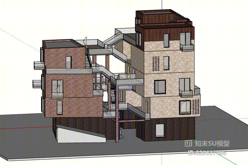 建筑模型现代风格建筑SU模型下载【ID:820637405】