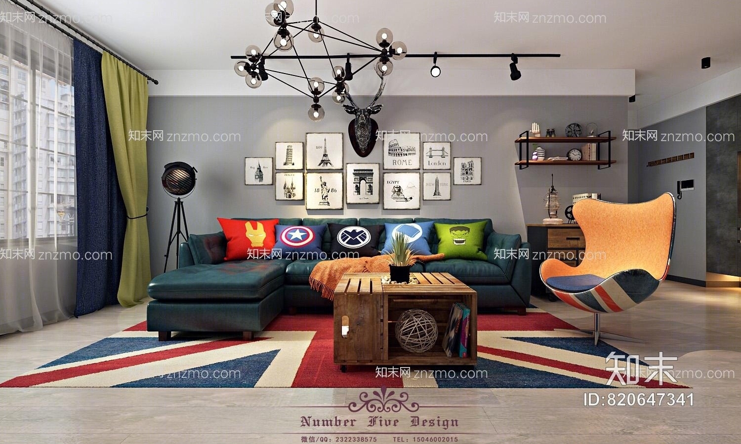 版现代工业风客餐厅3D模型下载【ID:820647341】