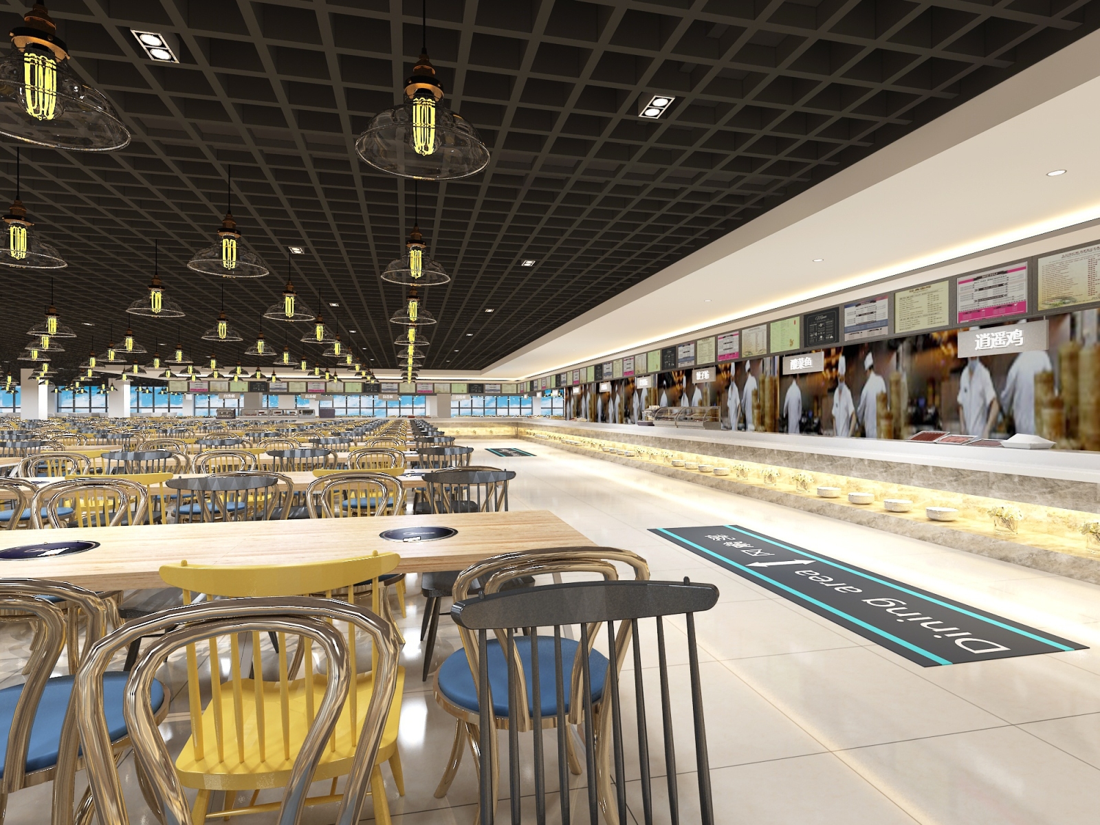 现代员工食堂3D模型下载【ID:720653780】