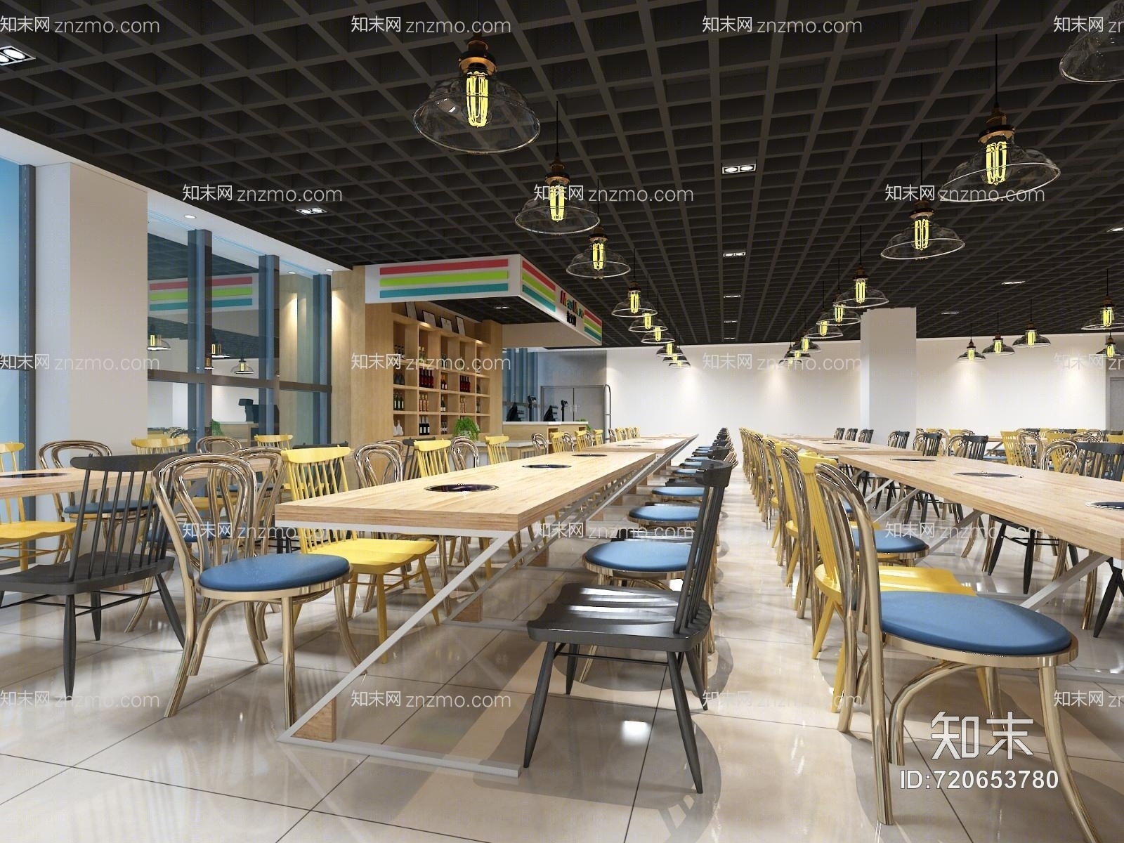 现代员工食堂3D模型下载【ID:720653780】