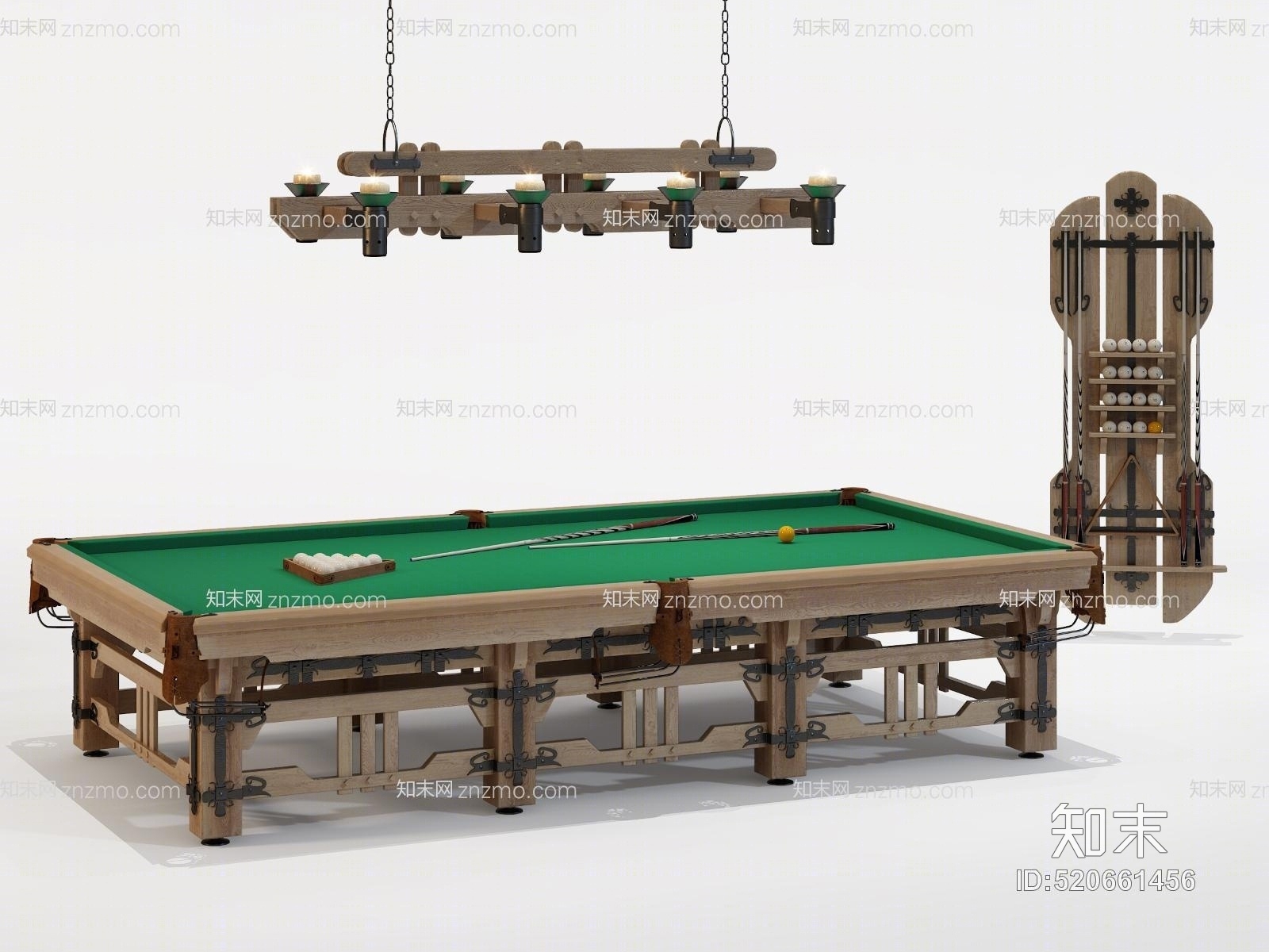 工业风台灯桌吊灯组合3D模型下载【ID:520661456】