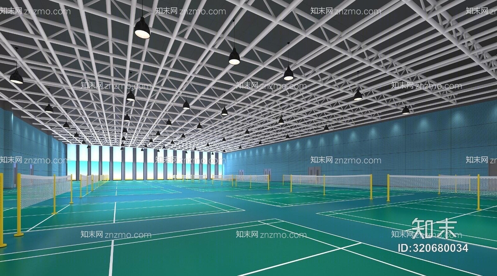 现代羽毛球馆3D模型下载【ID:320680034】