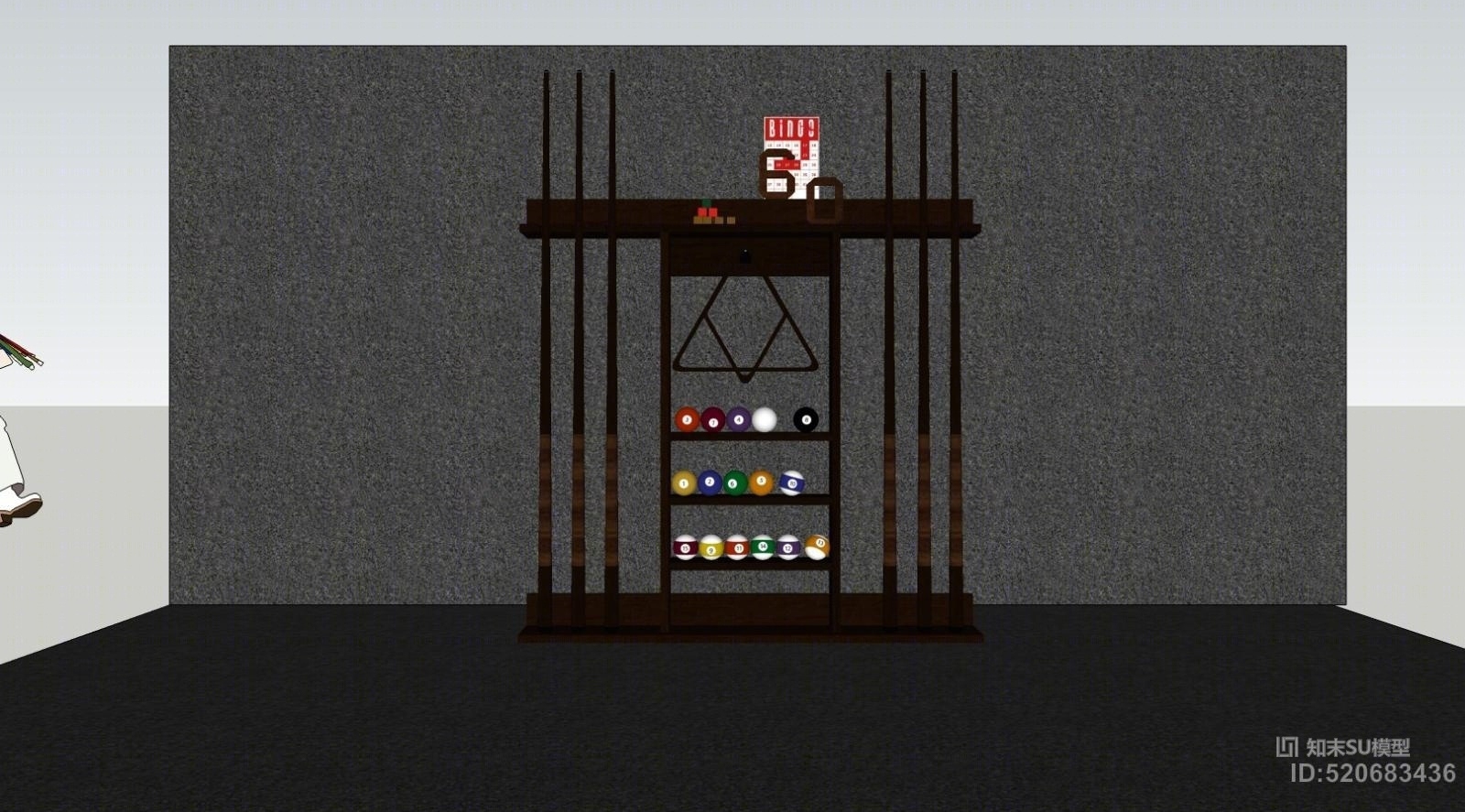 桌球室台球杆架SU模型下载【ID:520683436】