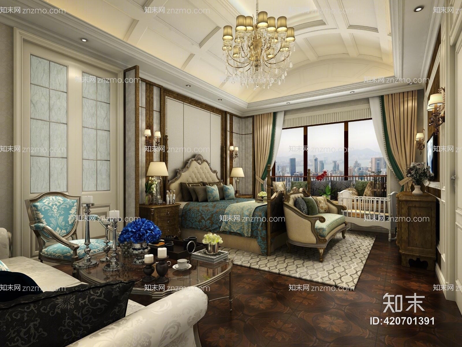 欧式简约吊灯3D模型下载【ID:420701391】