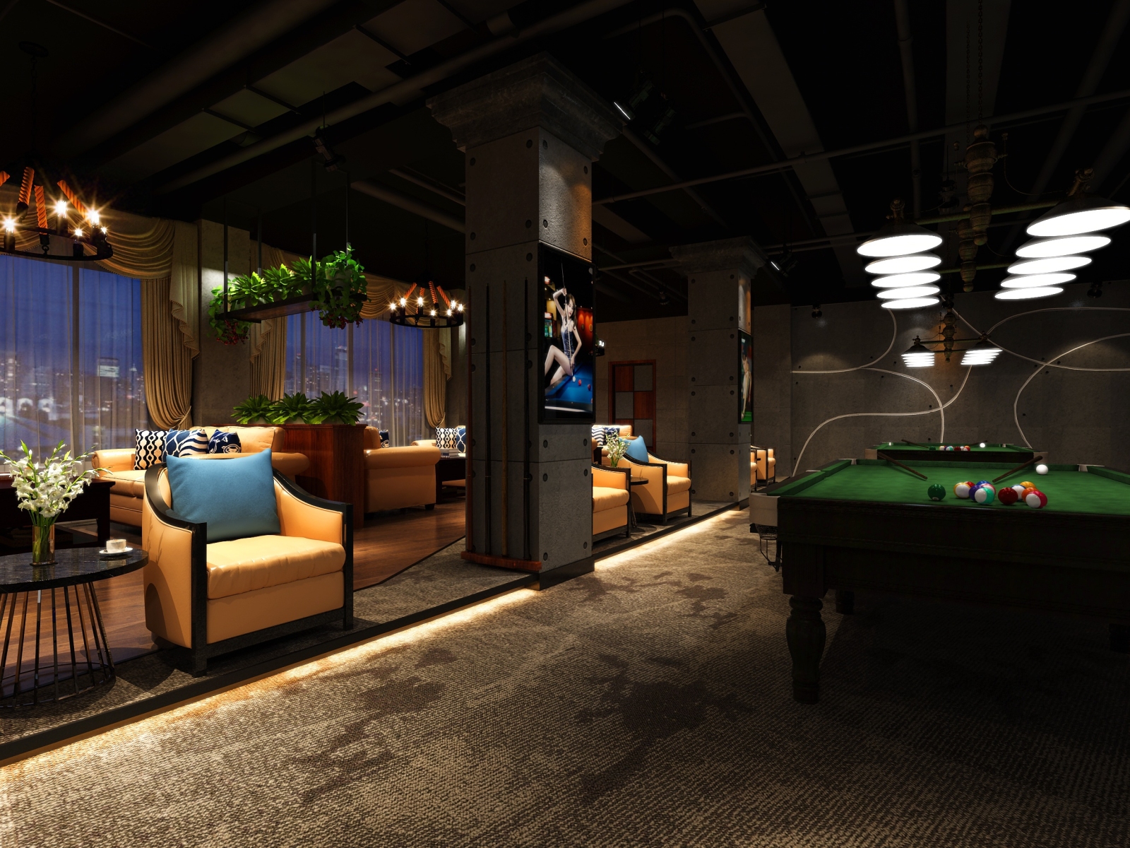 台球室工业风前台3D模型下载【ID:920709898】