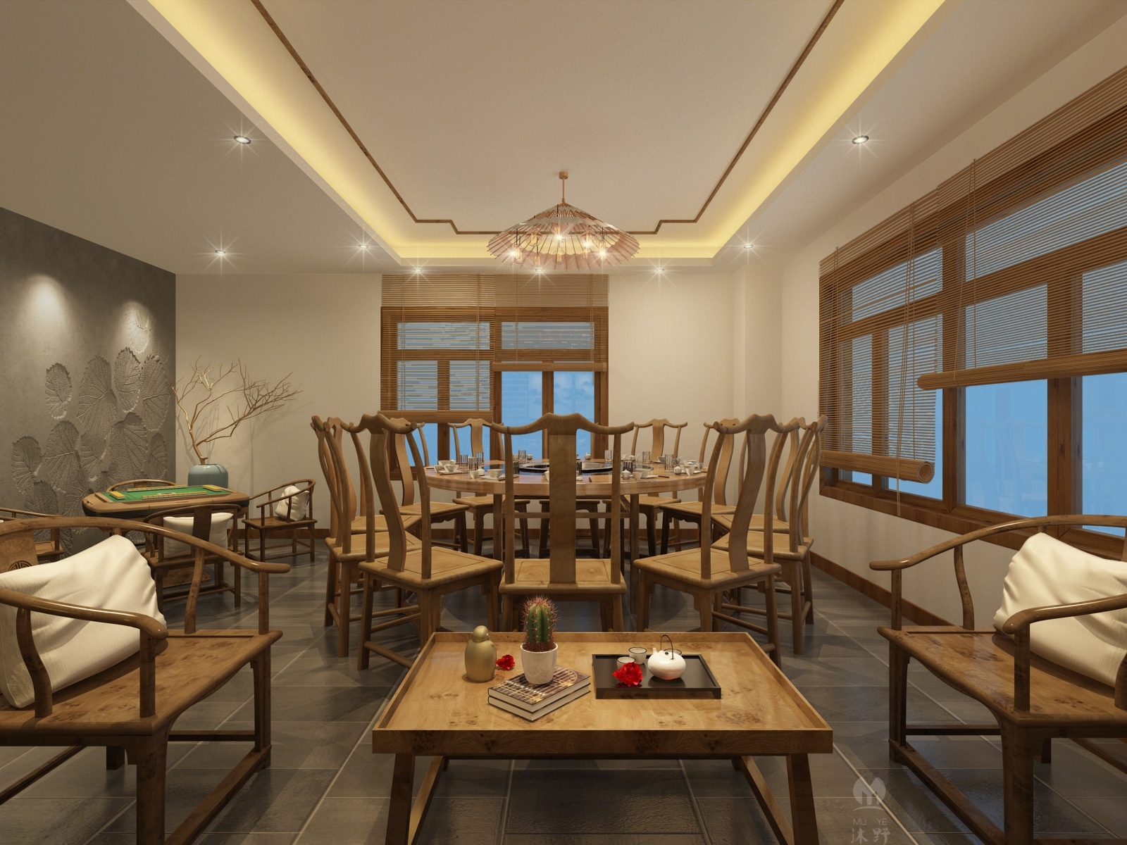 禅意中式包厢3d模型下载