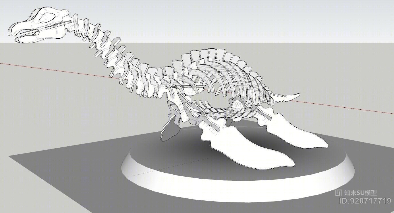 恐龙骨架摆件SU模型下载【ID:920717719】