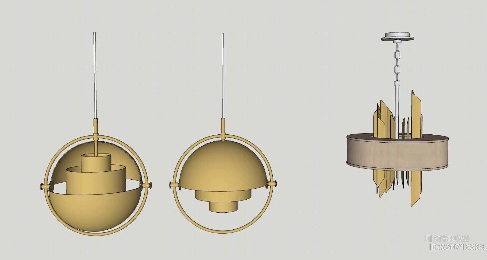 卧室吊灯组合SU模型下载【ID:320718838】