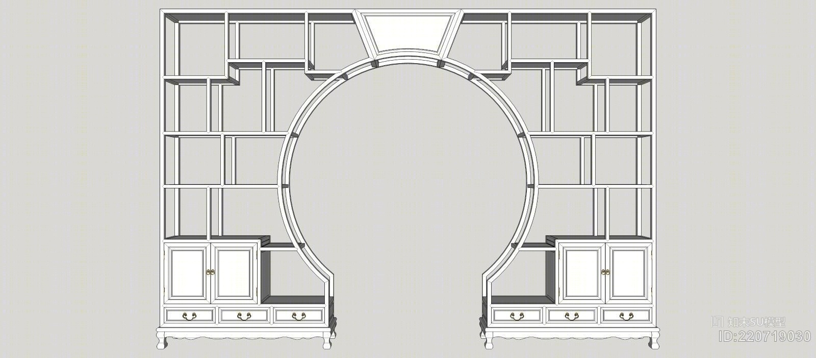 中式家具-圆洞门-博古架-隔断SU模型下载【ID:220719030】