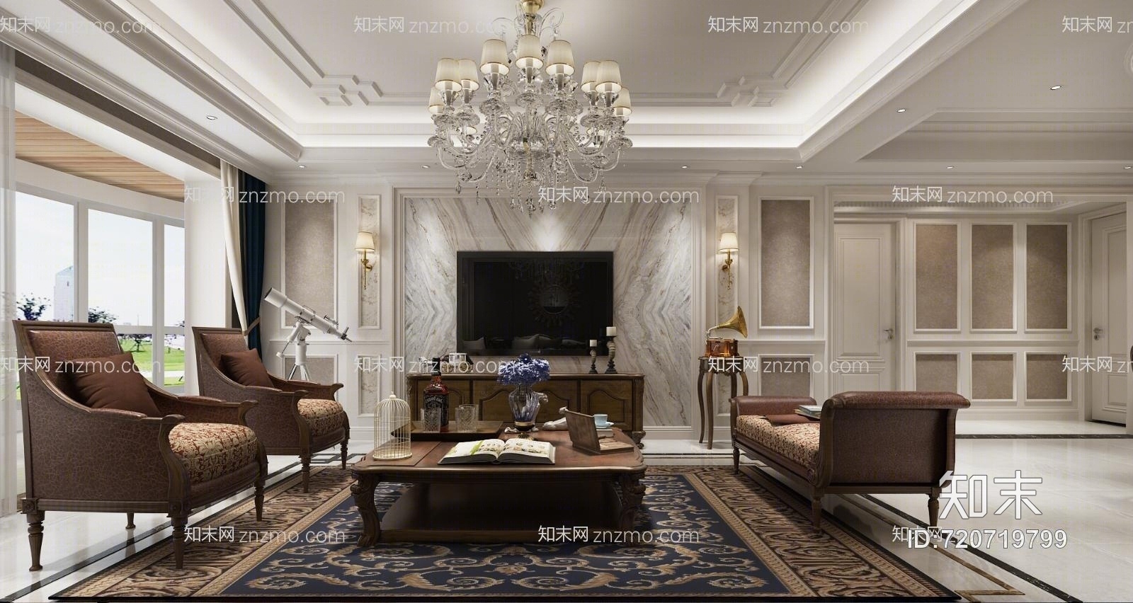 欧式客餐厅3D模型下载【ID:720719799】