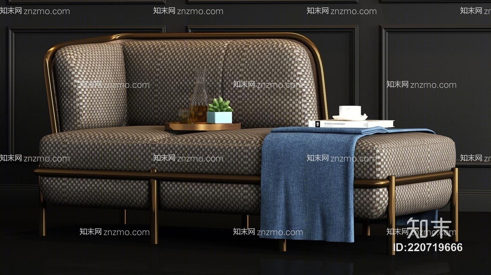 现代布艺贵妃躺椅3D模型下载【ID:220719666】