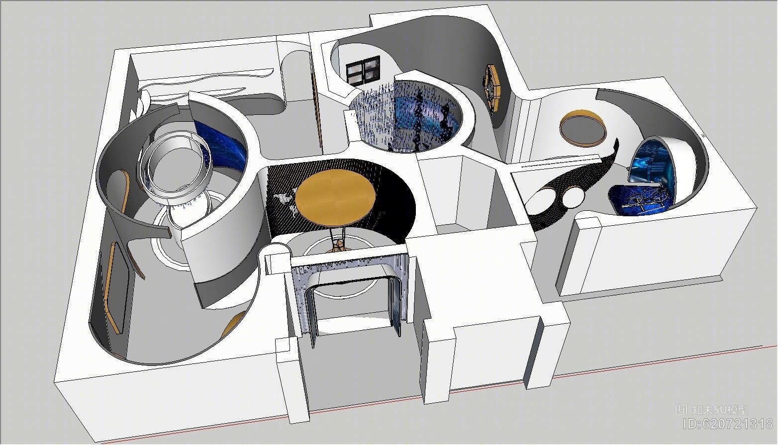 科技馆现代风格SU模型下载【ID:620721318】