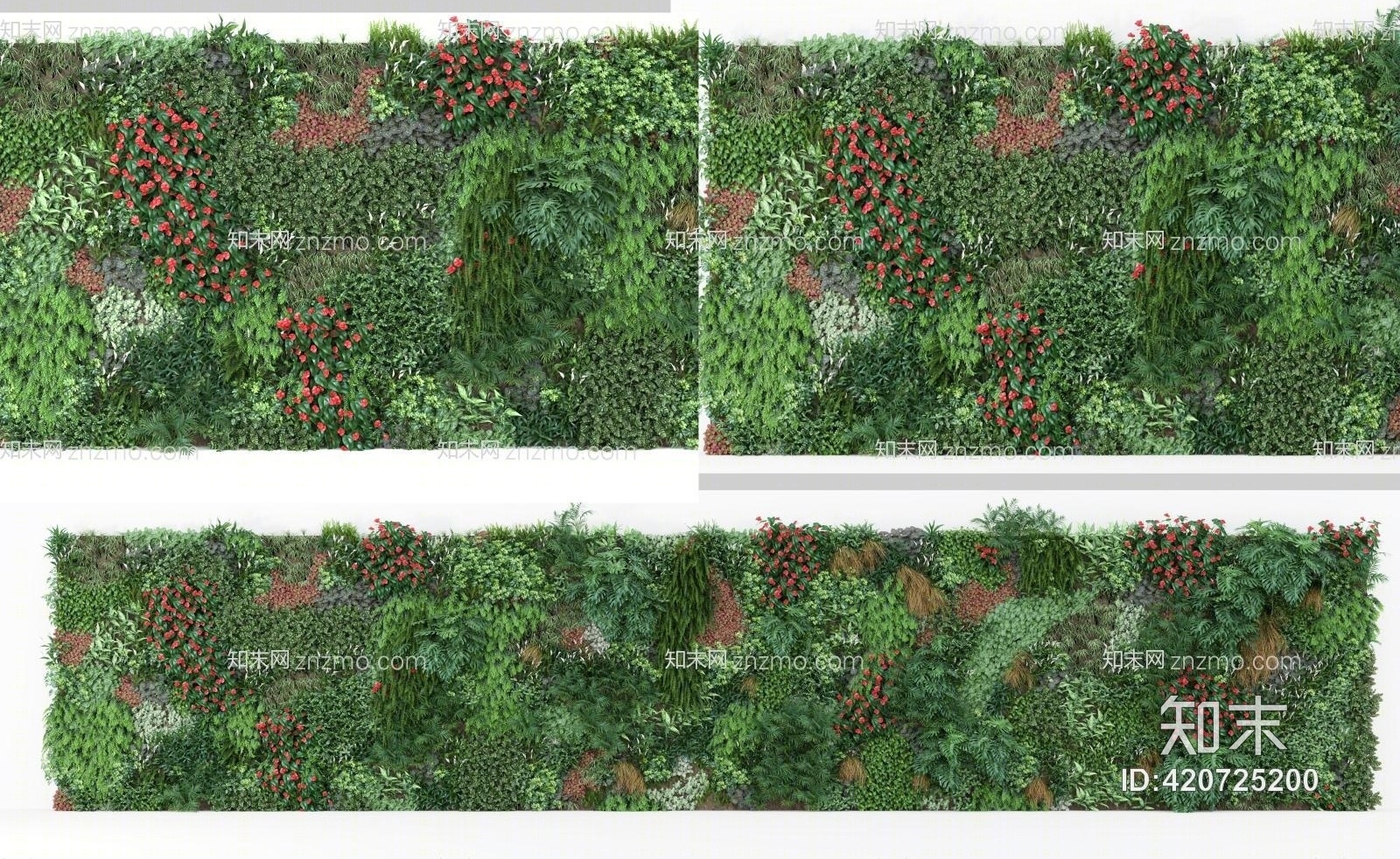 现代植物墙3D模型下载【ID:420725200】