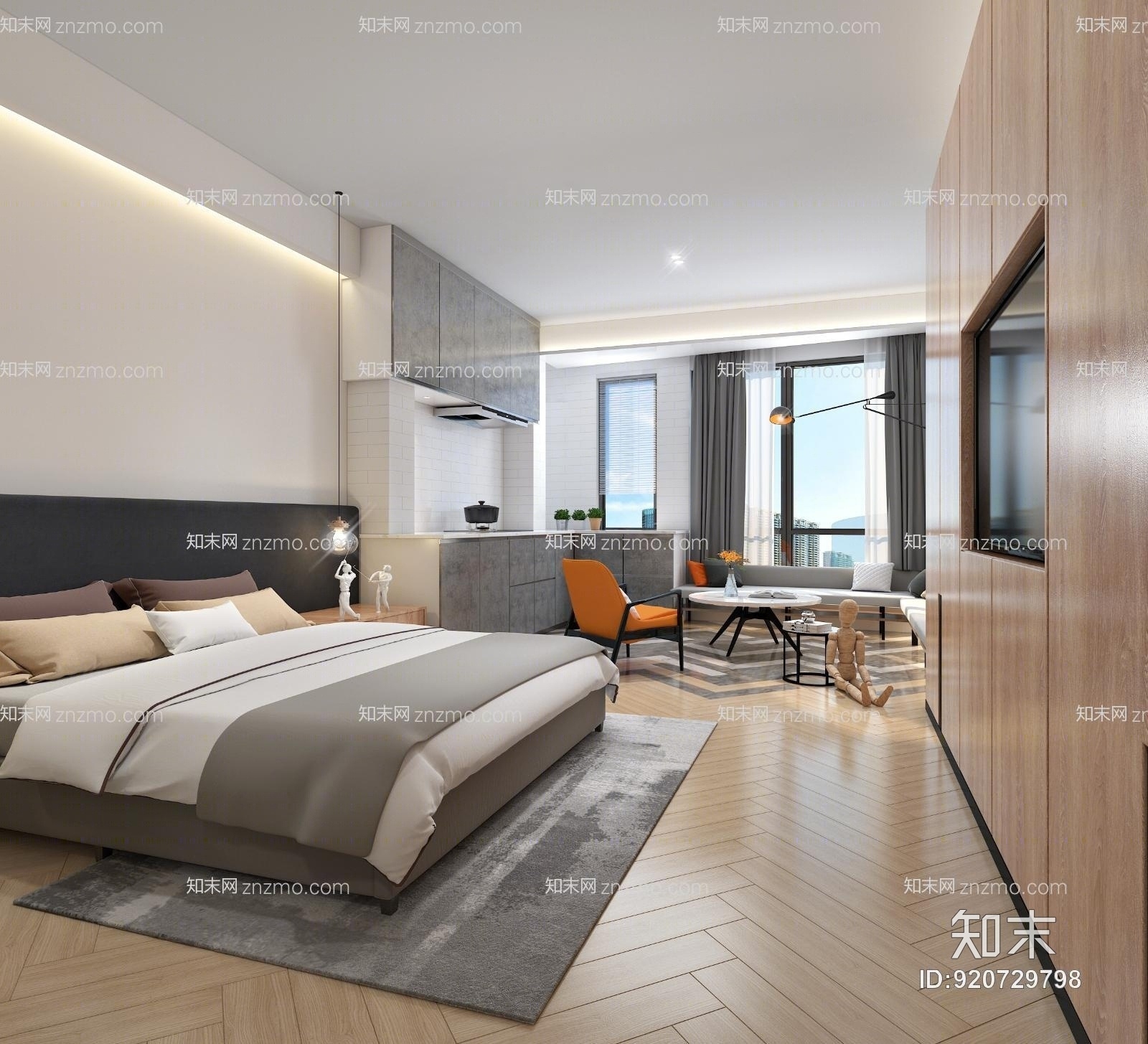 现代单身公寓3D模型下载【ID:920729798】