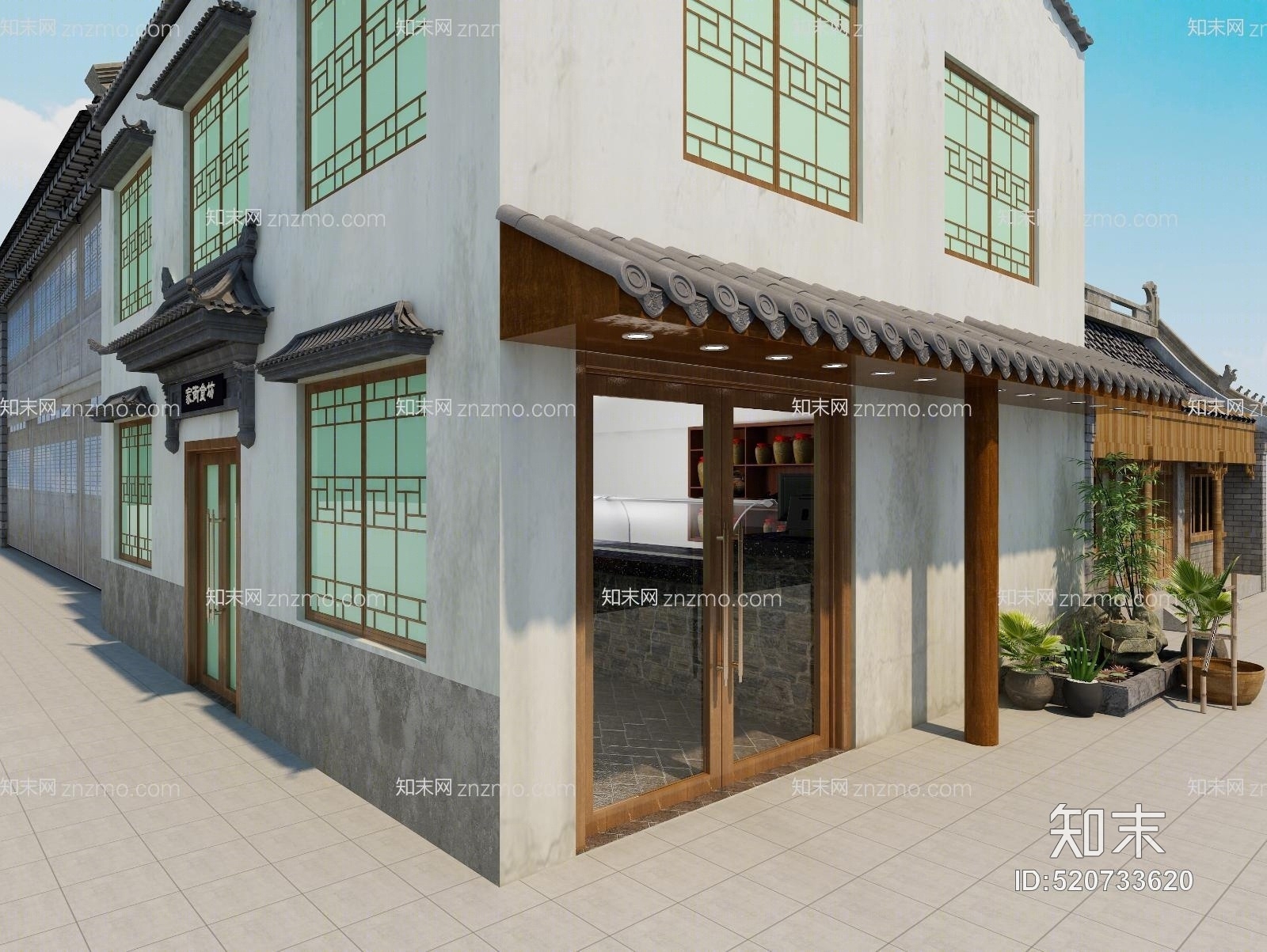 中式古建筑模型3D模型下载【ID:520733620】