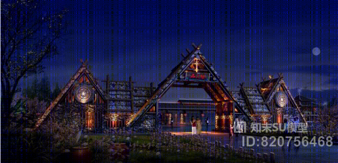 乡村旅游规划大门设计SU模型下载【ID:820756468】