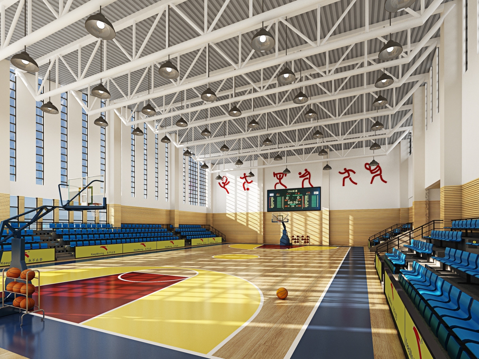 现代中学篮球场3D模型下载【ID:320757053】