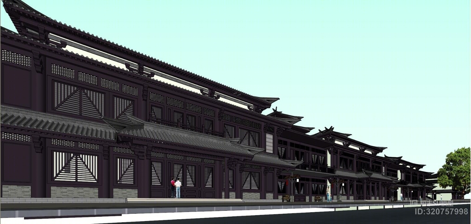 仿汉代中式商业街SU模型下载【ID:320757998】