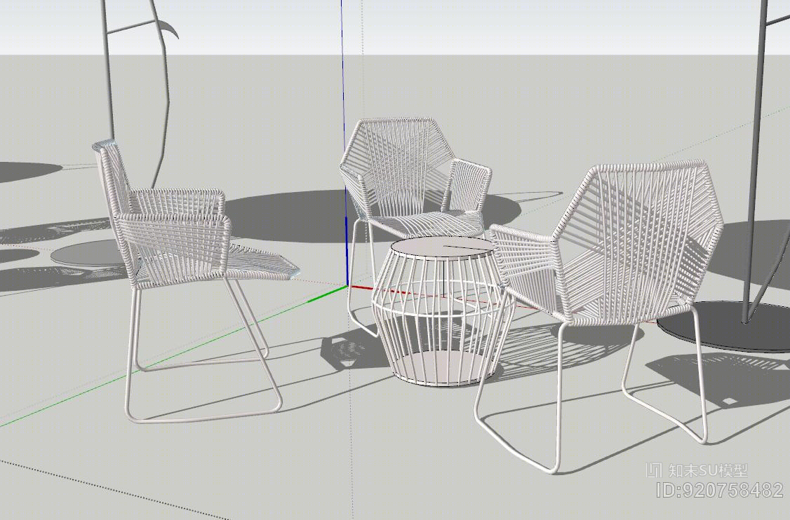 现代铁艺商业外摆SU模型下载【ID:920758482】