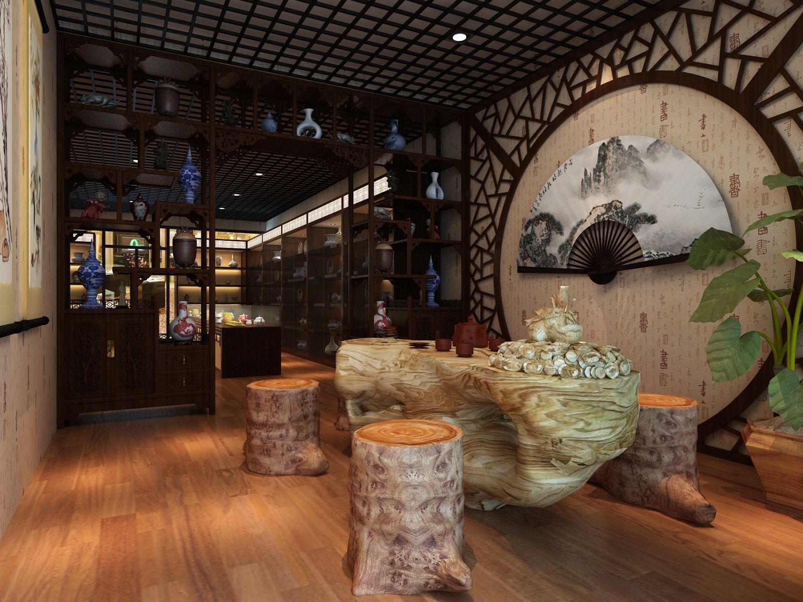 中式茶馆3D模型下载【ID:1222004121】