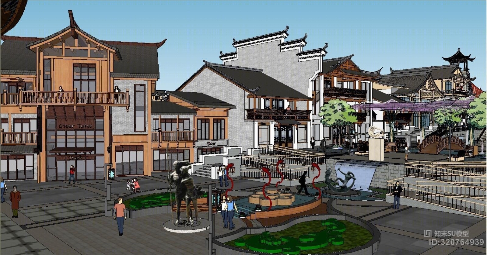 商业街SU模型精品下载_SketchUp模型_知末网