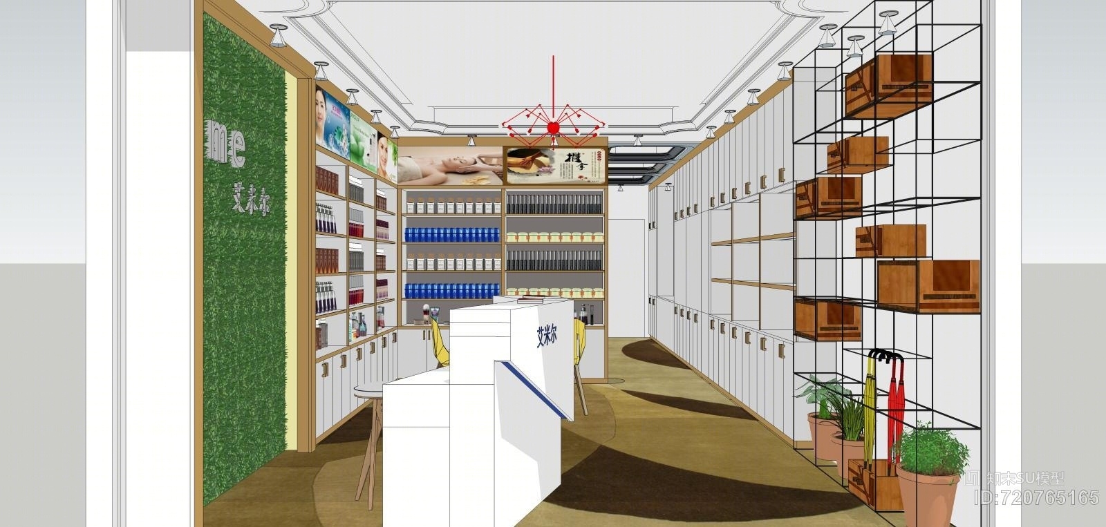 现代风格+美容美甲店+时尚SU模型下载【ID:720765165】