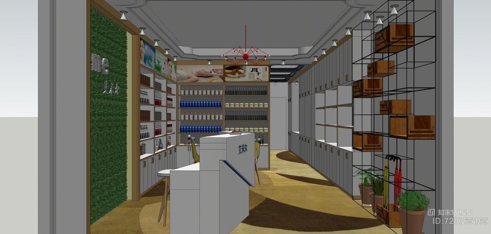现代风格+美容美甲店+时尚SU模型下载【ID:720765165】