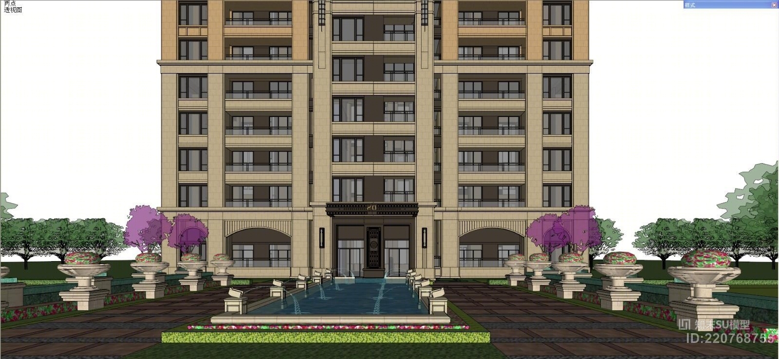 新建高层住宅SU模型下载【ID:220768755】