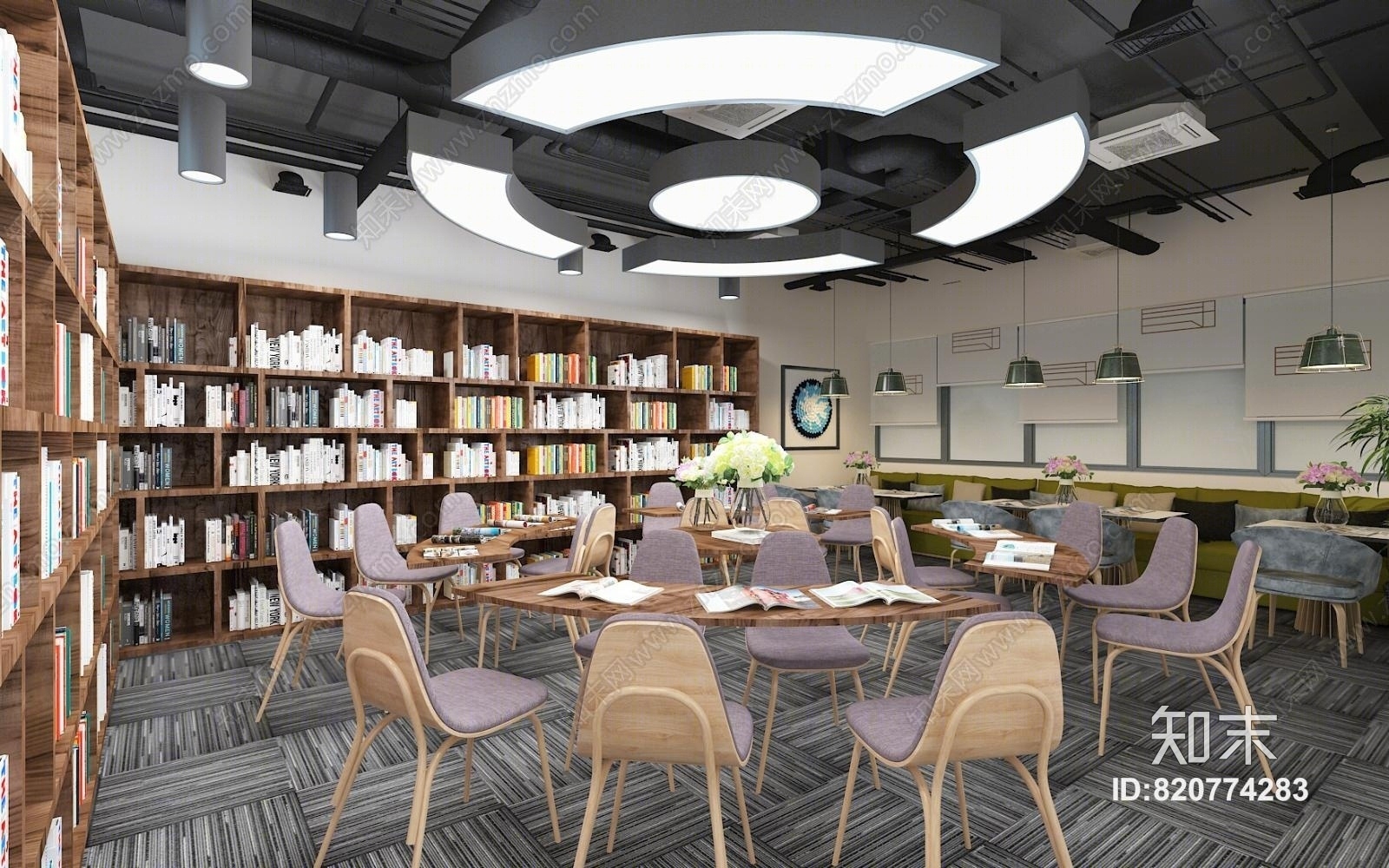 现代图书馆阅览室3D模型下载【ID:820774283】