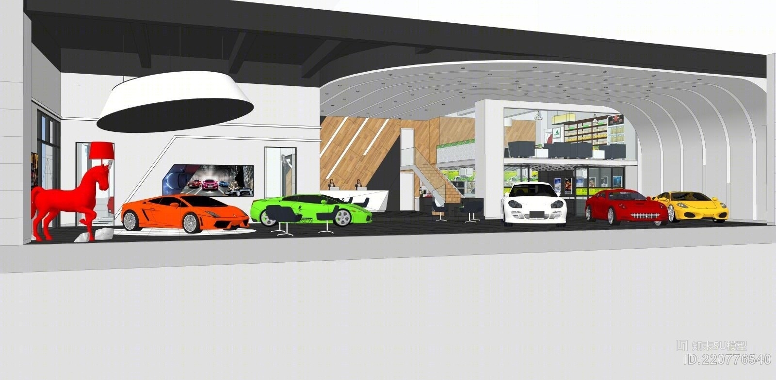 现代汽车销售展厅SU模型下载【ID:220776540】