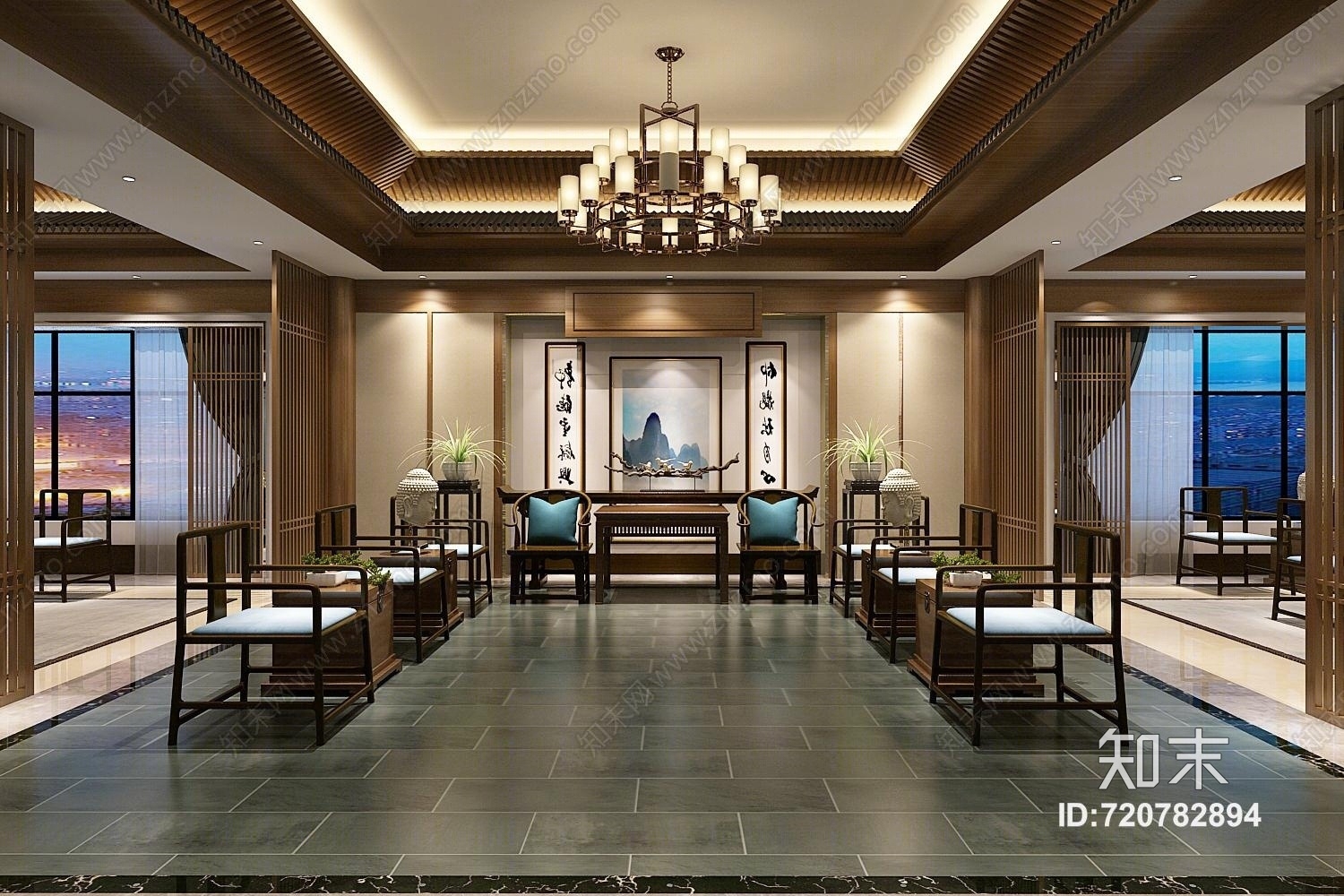 中式大厅3D模型下载【ID:720782894】