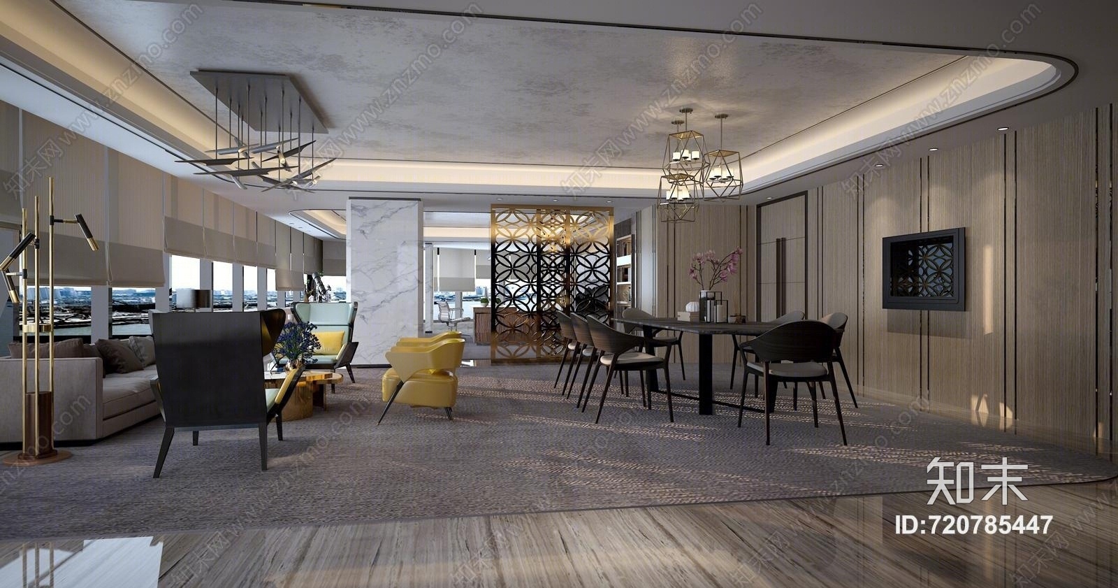 现代总经理办公室模型3D模型下载【ID:720785447】