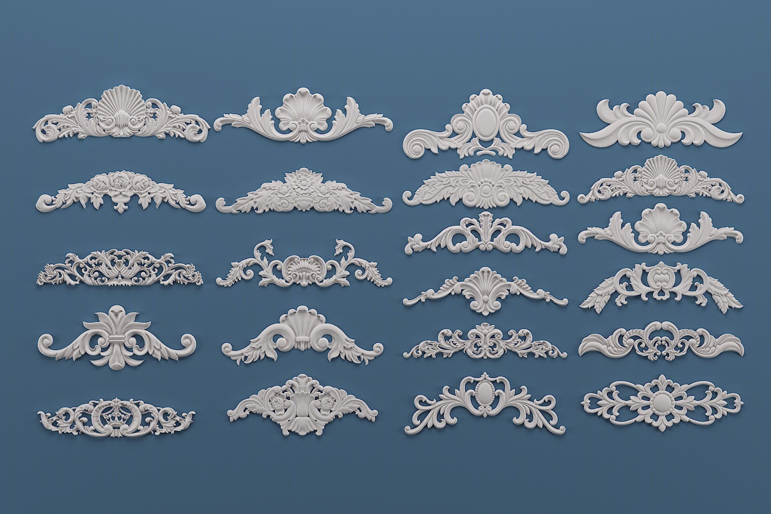 欧式石膏雕刻 雕花 单花 对角花 构件
