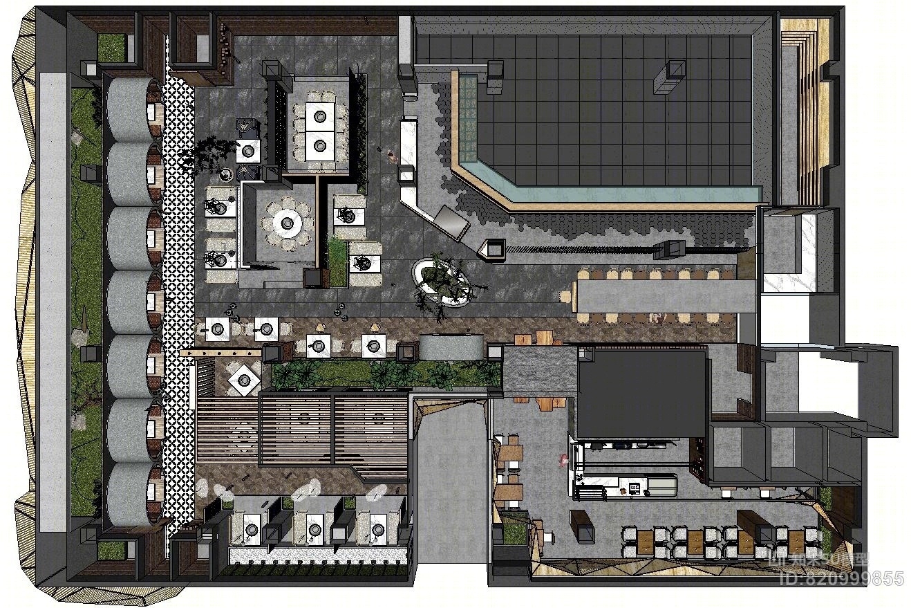 现代火锅店SU模型下载【ID:820999855】