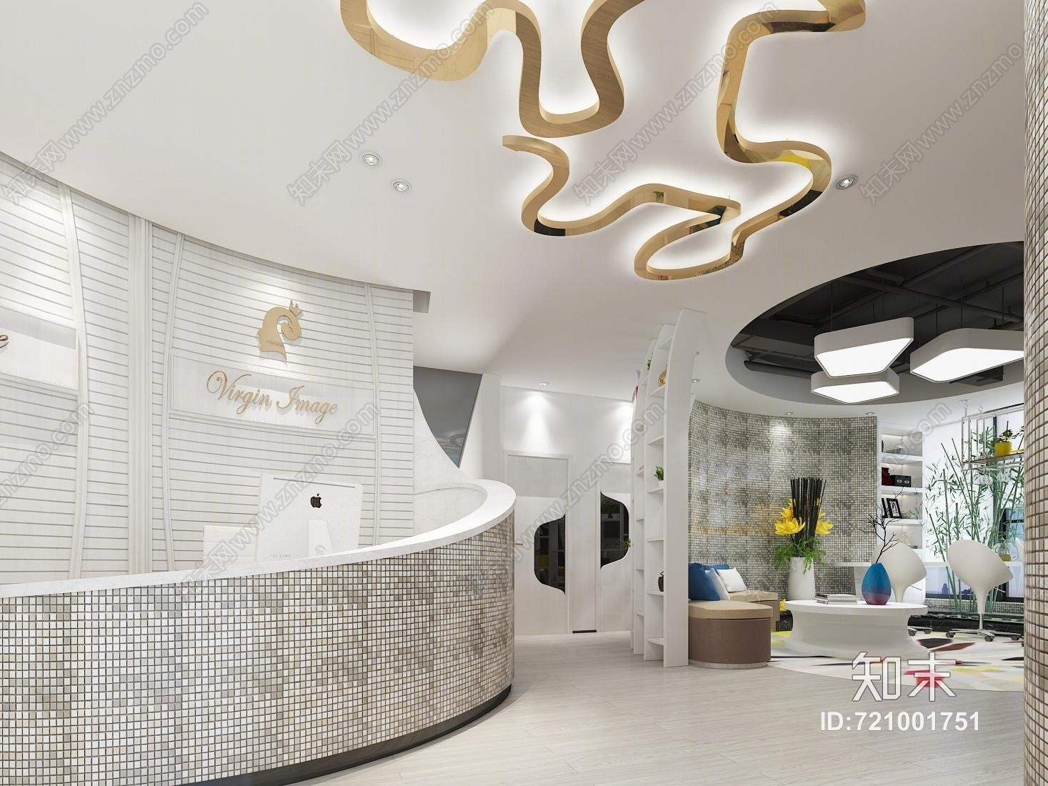 现代办公室前台接待区3D模型下载【ID:721001751】