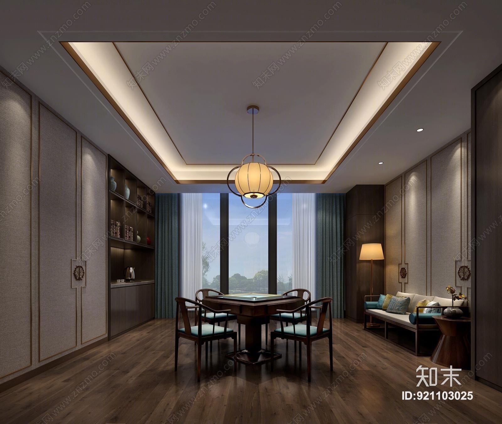 新中式棋牌室3D模型下载【ID:921103025】