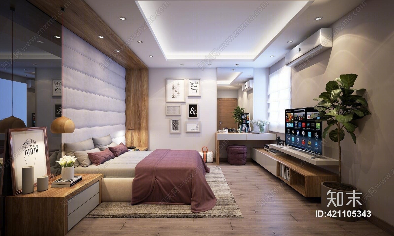 现代风格卧室家具组合3D模型下载【ID:421105343】