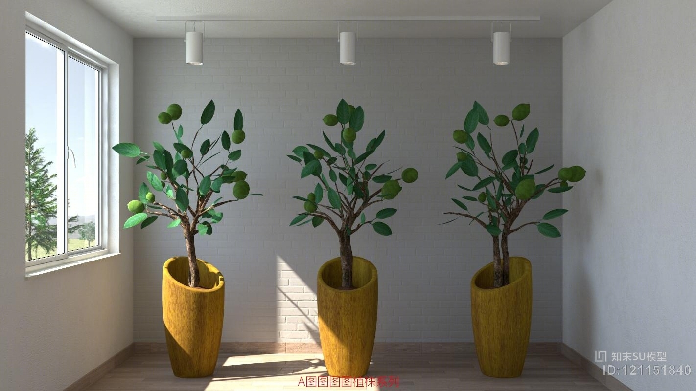 现代简约室内精致植物盆栽摆设陈设植株9材质贴图vray完美渲染SU模型下载【ID:121151840】