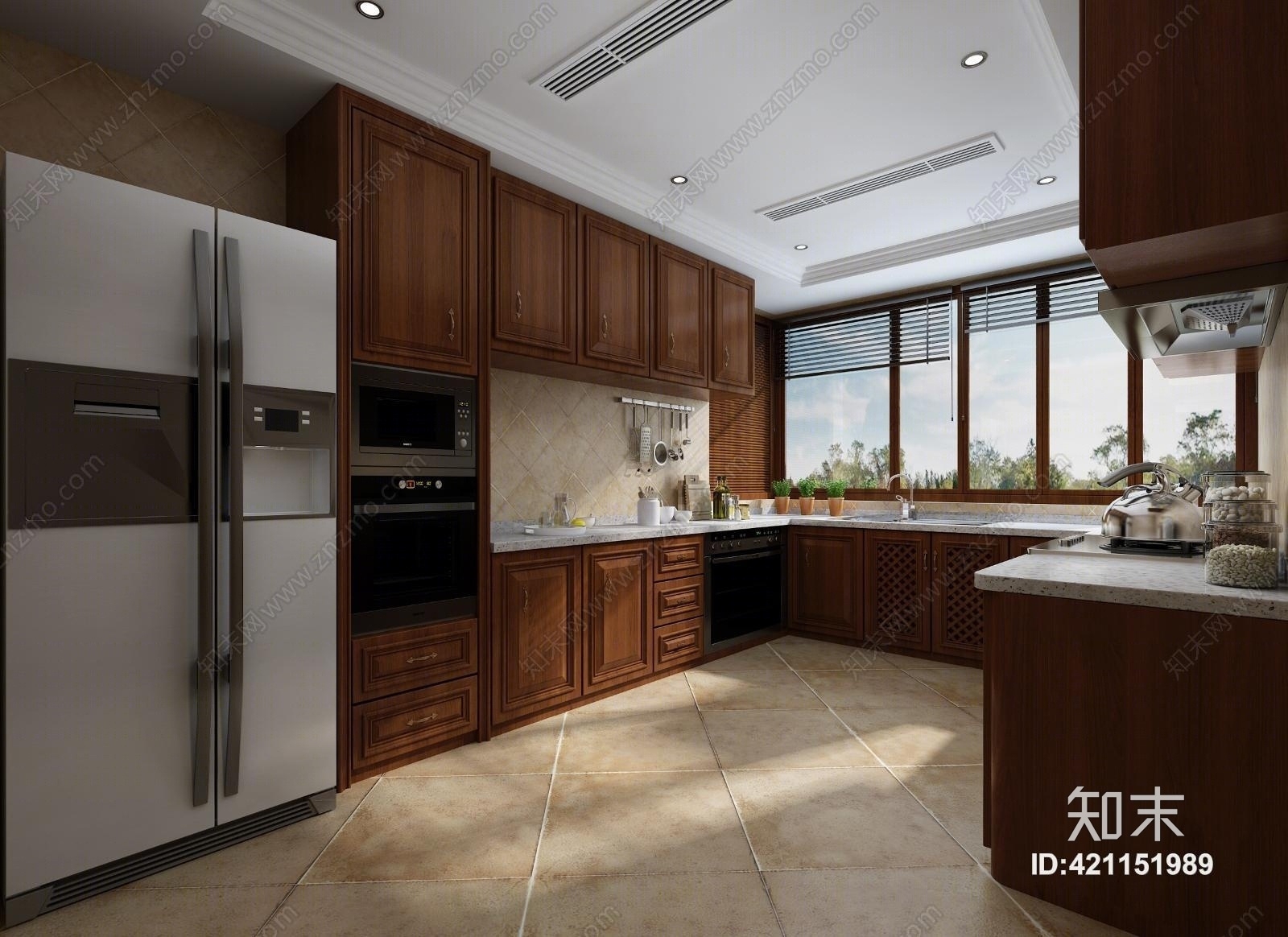 美式厨房模型3D模型下载【ID:421151989】