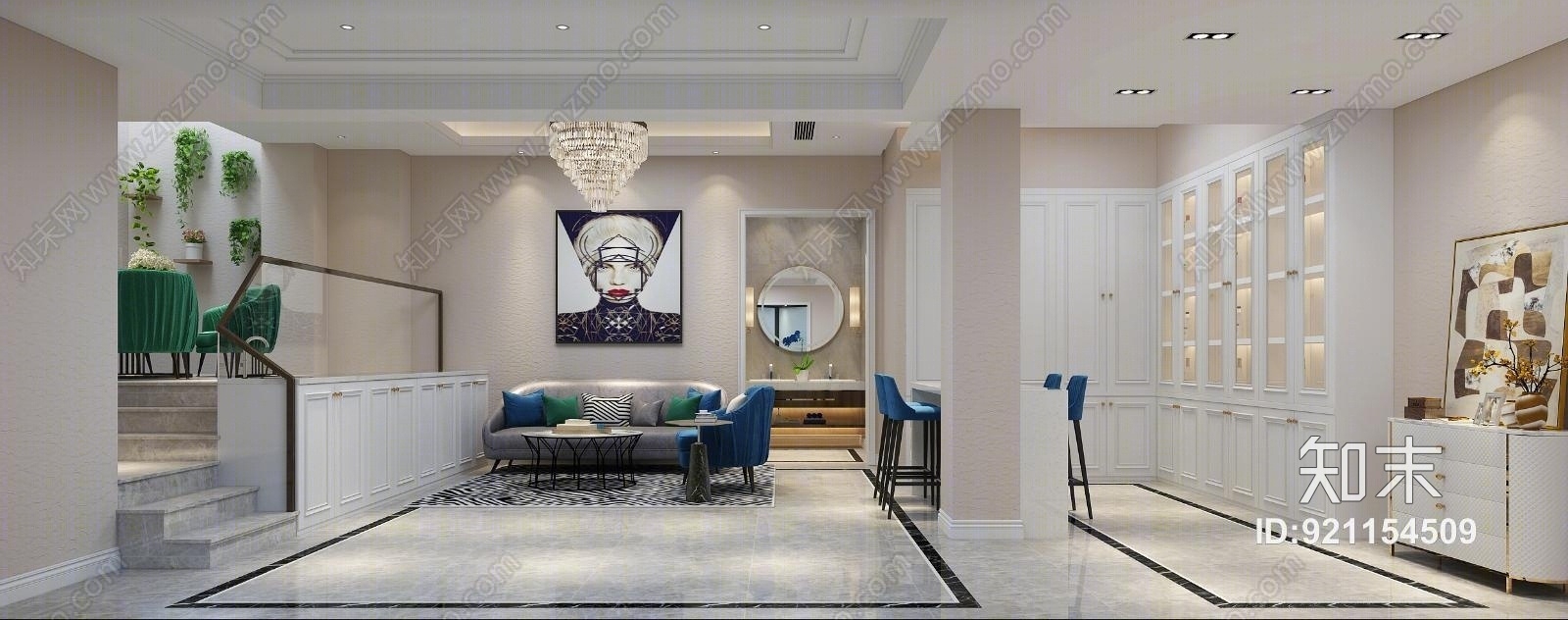 现代轻奢别墅地下室3D模型下载【ID:921154509】_知末3d模型网