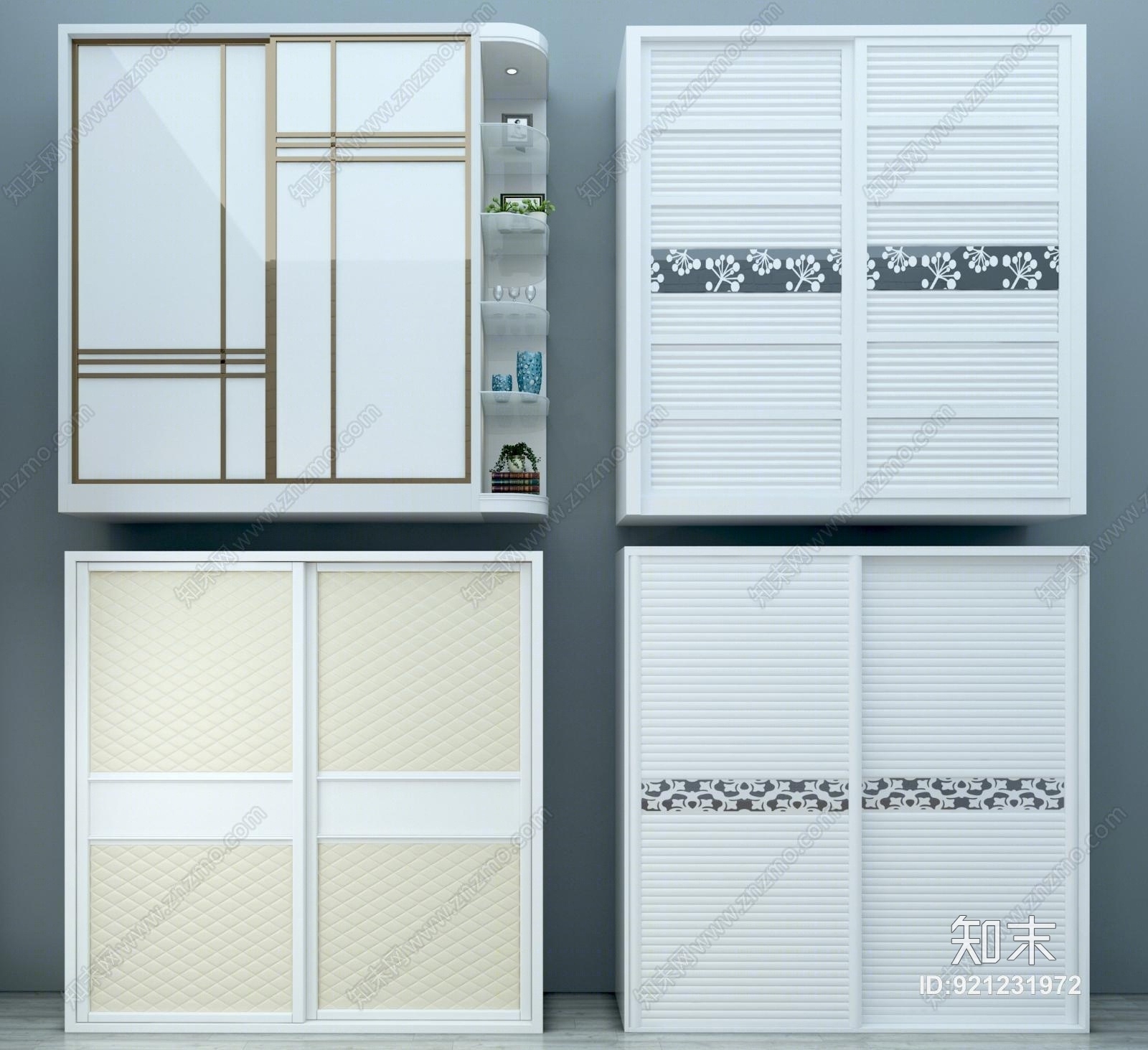 欧式简约衣柜移门3D模型下载【ID:921231972】